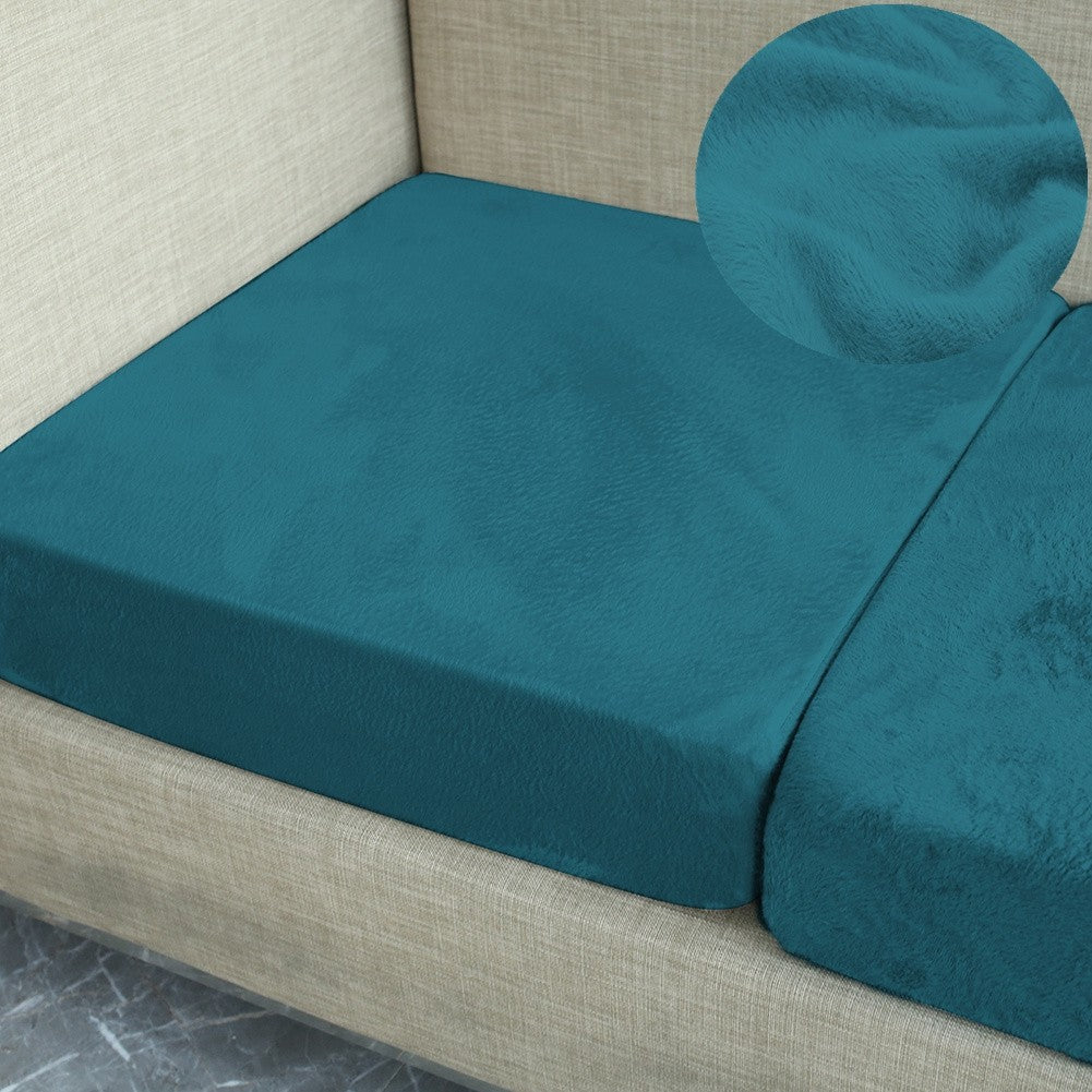 Velvet Stretch Cushion Cover Slipcover for Sofa Armchair Living Room Seat Cushion Protector Plush Couch Cover 1 2 3 Seater