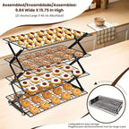 Wire Cooling Rack Set Collapsible Stainless Steel with Muffin Cup Slots - Baking Rack for Cakes, Cupcakes, BBQ & Drying, Stackable Oven Safe Cooling Grid