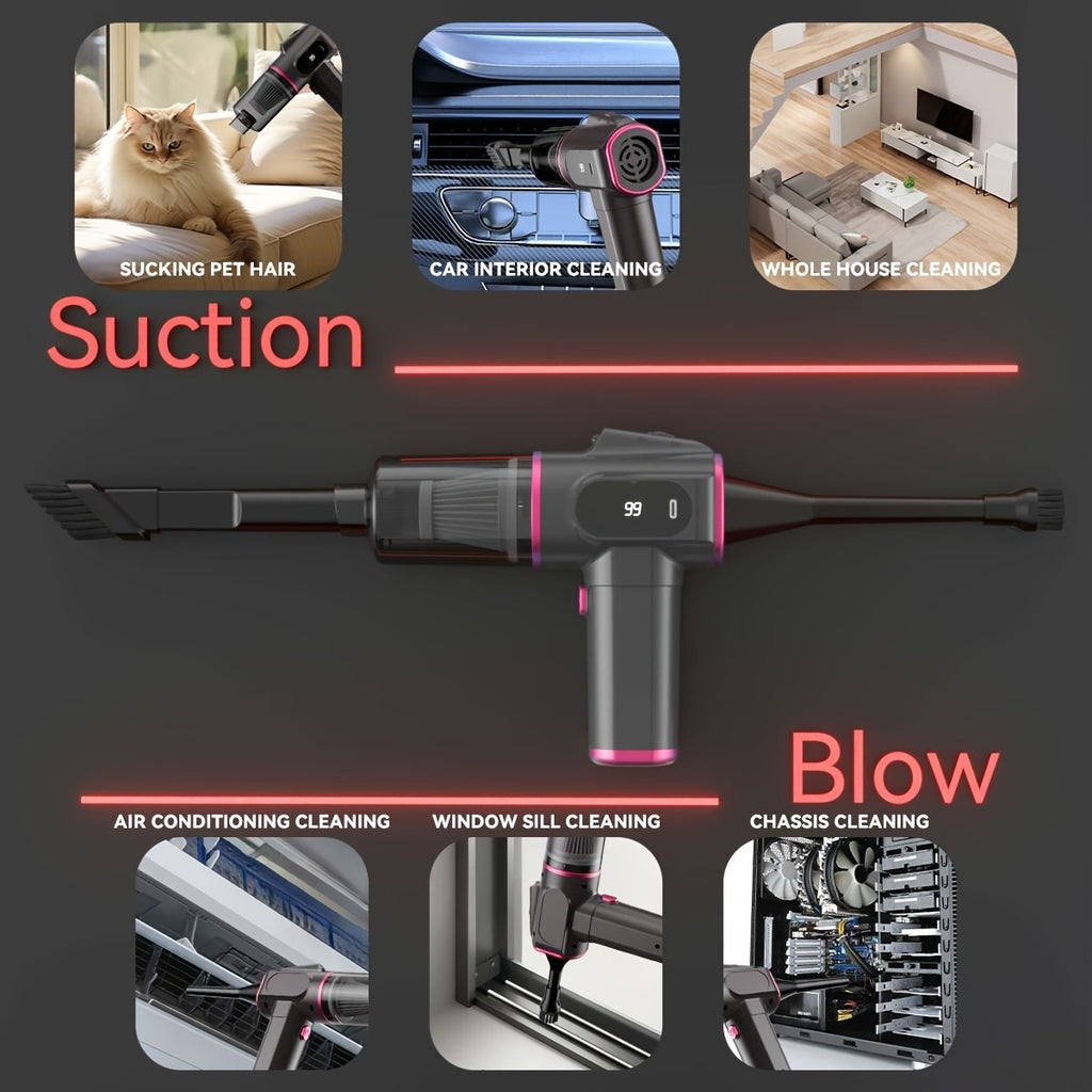 Wireless Handheld Vacuum Cleaner 6Kpa Suction & Blow USB Rechargeable Quiet Mini Vacuum for Home Car Office Pet Hair Dust