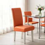 Dining Chair Covers Waterproof PU Leather Stretch Slipcover Set of 4 or 6 | Oil-Proof Universal Chair Protector for Dining Room Kitchen Hotel, 9 Colors
