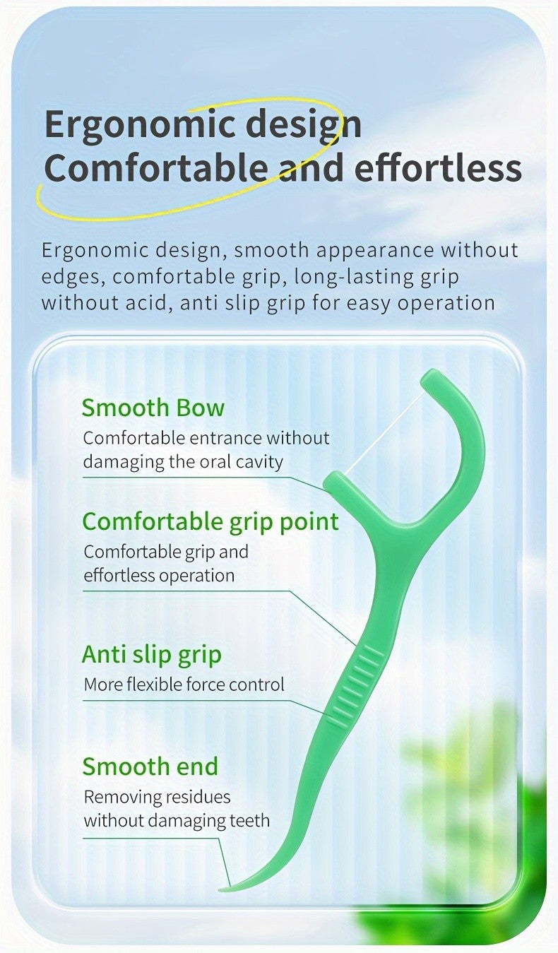 Mint Flavor Dental Floss Picks 300 600 Count Disposable PE Floss Sticks Upgraded Thinner Stronger Plaque Removal Travel Oral Care Fresh Breath