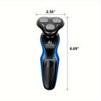 4-in-1 Electric Shaver Men USB Rechargeable Rotary Razor Beard Trimmer Wet Dry - Father's Day Gift for Dad Husband Male Friend Blue