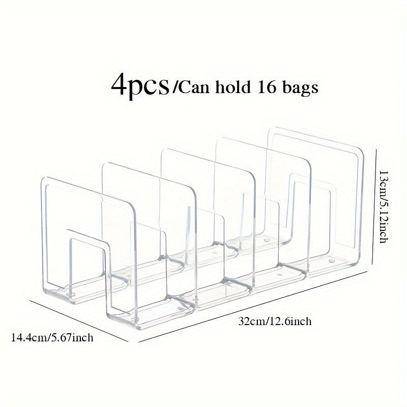 Transparent Plastic Partition Board Closet Organizer Set 4pc – Wardrobe Classification Divider for Bags Books Clothes Bedroom Dormitory Home
