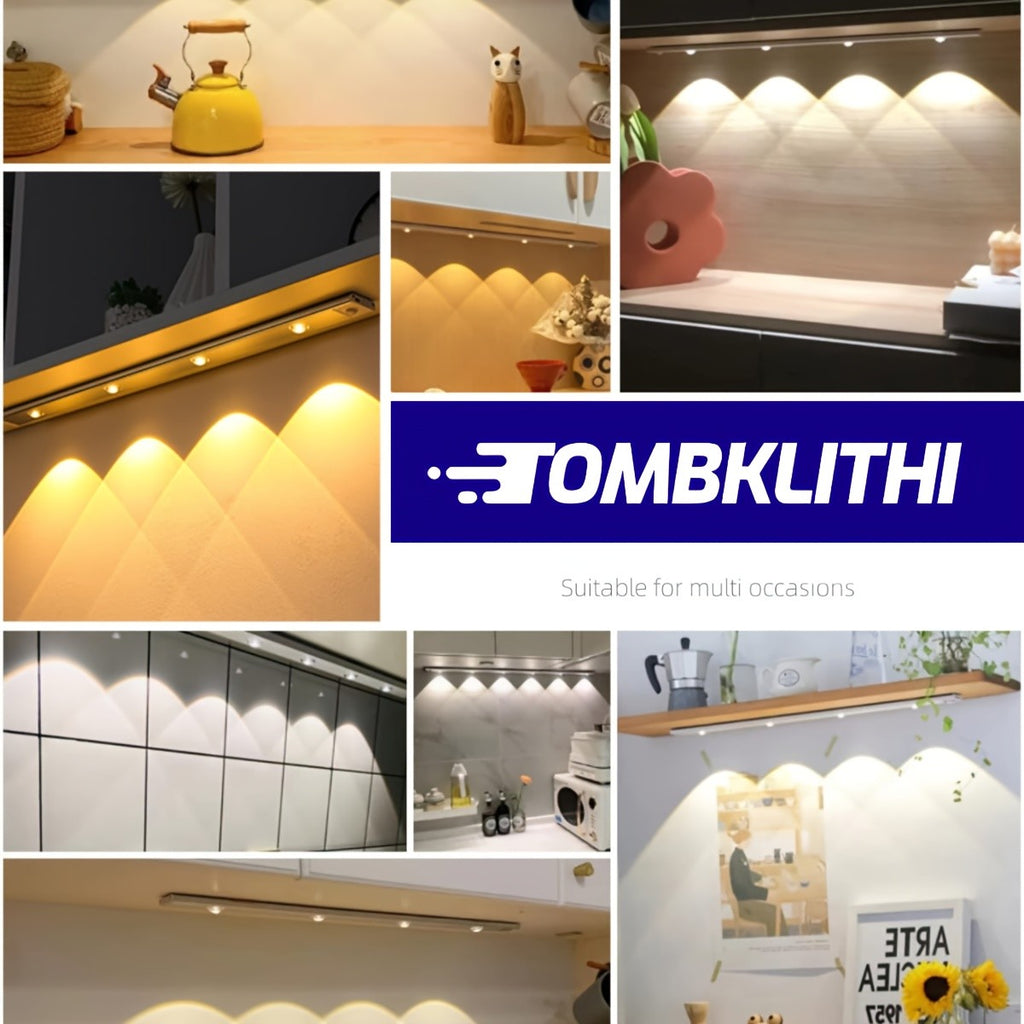Smart LED Motion Sensor Cabinet Light USB Rechargeable - Dimmable Under Cabinet Light 3 Modes for Bedroom Stairs Kitchen Closet Hallway - 2 & 3 Pack Options, Black & White