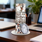 Stacked Dogs Graphic Insulated Tumbler 20oz - Stainless Steel Travel Cup with Lid & Straw for Hot & Cold Drinks, Cute Dog Lover Gift for Birthday, Halloween, Thanksgiving & Christmas