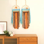 Bohemian Woven Wall Hanging Tapestry Sunrise Sunset Design Boho Wall Decor for Living Room Bedroom Wedding Valentine's Day Thanksgiving Home Decor Woven Tapestry Wall Art Aesthetic Room Decor Gift