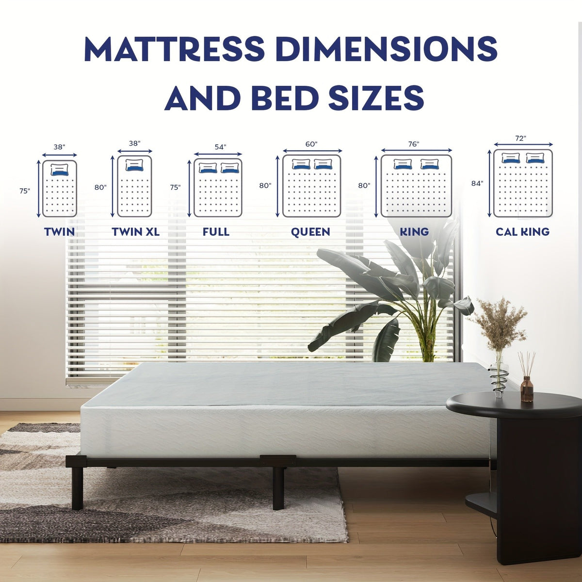 Box Spring Foundation | 5", 7.5" & 9" High Profile Strong Metal Frame, Quiet Noise-Free, Easy Assembly – Twin, Full, Queen, King