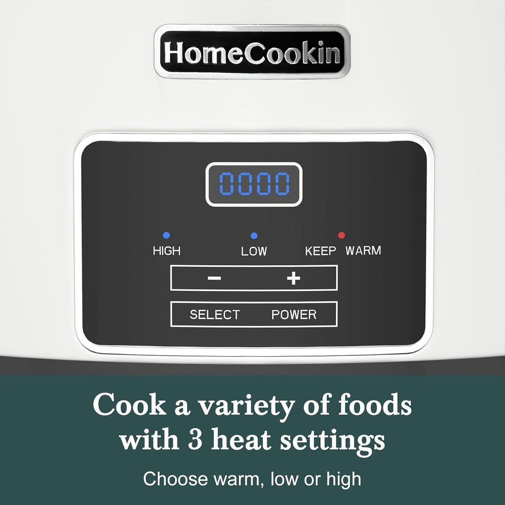 Large Digital Slow Cooker 6QT & 8QT with Stoneware Pot, Programmable Keep Warm Function, One-Touch Digital Display, 240W — Family Dinners, Roasts & Stews, Red White Black Blue