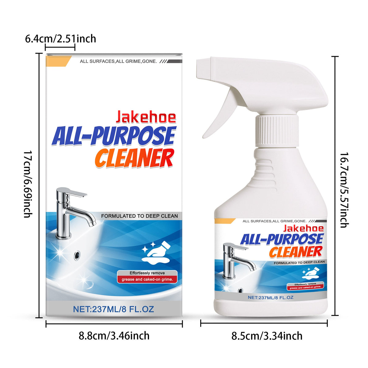 Multi-Surface Bathroom Cleaner Liquid 8.01oz – Non-Toxic Ceramic & Toilet Yellowing Remover, Powerful Cleaning Agent Safe for Bathrooms, Kitchens, Floors, Sinks, Stainless Steel & Alloy Metals