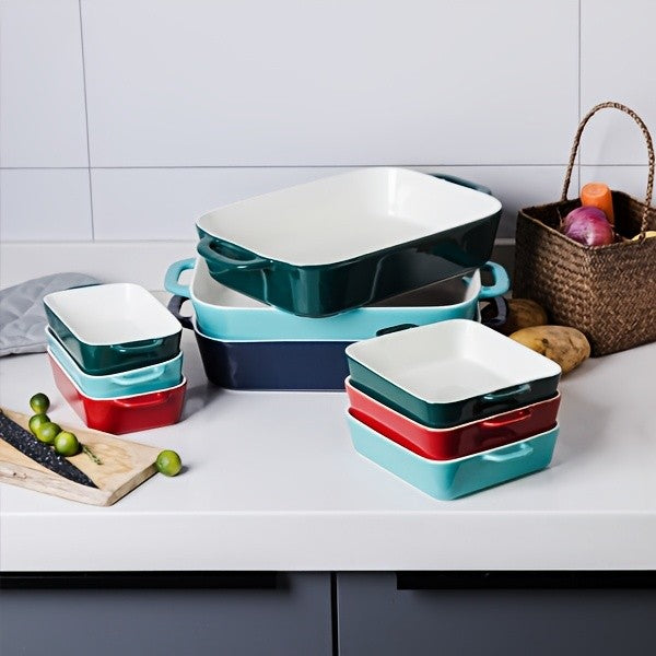 Porcelain Rectangular Baking Dish 12.8 x 8.9 Inch Ceramic Bakeware for Cakes Dinners Casseroles & Banquets - Oven Safe Roasting Pan