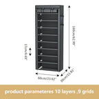 Shoe Organizer Cabinet with Cover – 6/8/10 Tier Nonwoven Fabric Shoe Storage Shelf for 27-35 Pairs, Portable Shoe Rack for Entryway, Closet, Bedroom (Dark Gray)
