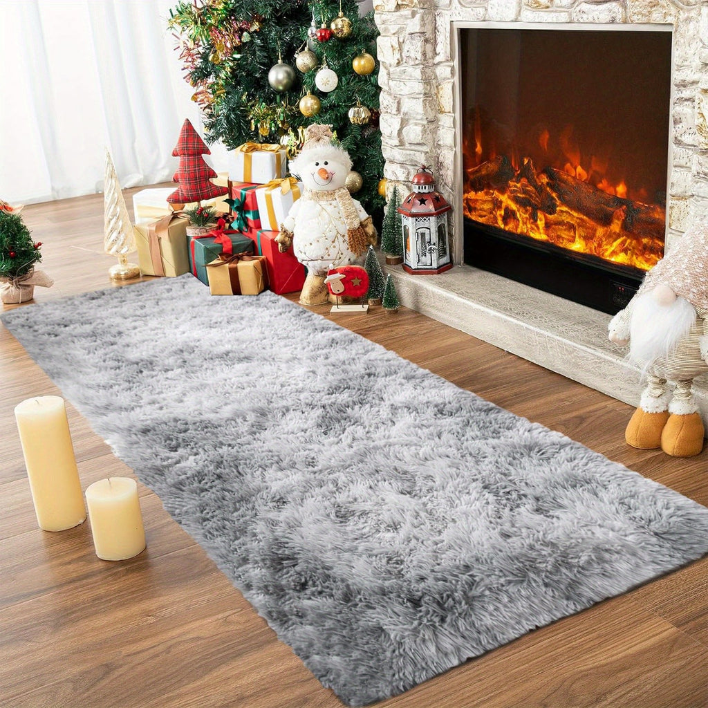 Shaggy Runner Rug Soft Fluffy Area Rug Non-Slip Plush Carpet for Bedroom Hallway Dorm Living Room – Jacquard & Tie-Dye Colors, 2x6 3x5 6x9 8x10 Feet