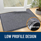 Welcome Door Mat 2-Pack Indoor Outdoor Entryway Mat Low Profile Polyester – Front Door, Patio, Porch & Mudroom Doormat – 3 Sizes & 3 Colors Available