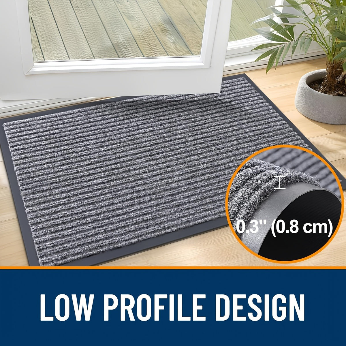 Welcome Door Mat 2-Pack Indoor Outdoor Entryway Mat Low Profile Polyester – Front Door, Patio, Porch & Mudroom Doormat – 3 Sizes & 3 Colors Available