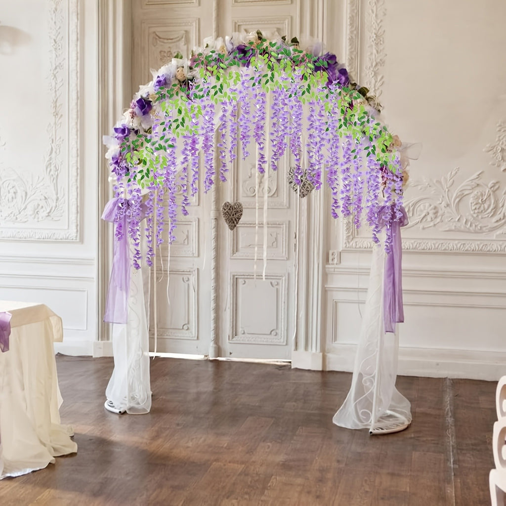 24 Pack Fake Wisteria Hanging Flowers 3.6 Feet Long, Artificial Wisteria Vine Garland for Wedding, Garden & Wall Decoration – White, Pink, Purple, Light Pink & Blue