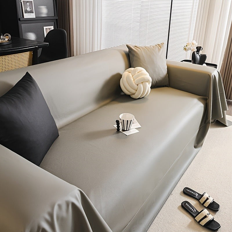 Faux Leather Sofa Cover Universal Anti-Slip Pet Friendly Machine Washable Couch Slipcover All Season Light Grey Coffee Black 3 Sizes