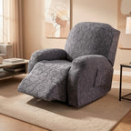 Stretch Recliner Sofa Slipcover Set of 4, Washable Couch Protector for Single Reclining Sofa with Elastic Base, Furniture Cover for Living Room