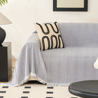 Herringbone Sofa Cover with Tassels – Washable Polyester Throw for 3-Seater, 4-Seater & Large Sofas | Grey, Coffee, Green
