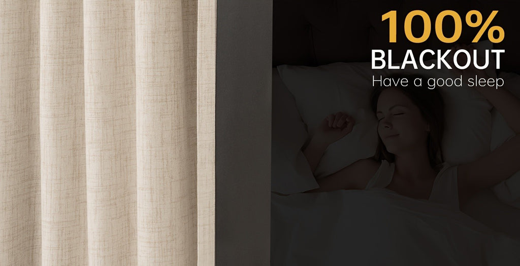 100% Blackout Faux Linen Curtains 4 Panels - Thermal Insulated Drapes with Clip Rings or Rod Pocket, Extra Wide 50" Panels for Bedroom Living Room, 10 Colors 4 Lengths