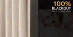 100% Blackout Faux Linen Curtains 4 Panels - Thermal Insulated Drapes with Clip Rings or Rod Pocket, Extra Wide 50" Panels for Bedroom Living Room, 10 Colors 4 Lengths