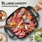 Non-Stick Ceramic Electric Pot with Glass Lid – Aluminum Body, Adjustable Temperature, Fry, Bake, Steam & Boil – Easy Clean Countertop Cooker for Home