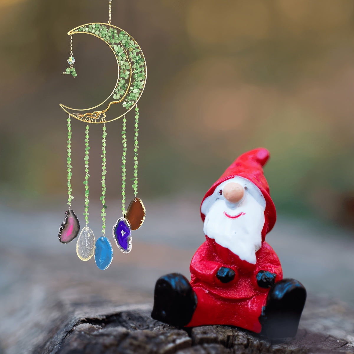 Handmade Moon Agate Tree Hanging Ornament – Boho Suncatcher Crystal Wall Decor | Birthday, Christmas & Holiday Gift for Mom, Friends & Her