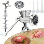 Manual Meat Grinder with Sausage Maker - Stainless Steel Crank Table Clamp Grinder, 3 Sausage Tubes, for Beef Pork Chicken Vegetables, Kitchen Chopping & Grinding Tool | Nuvia Haven