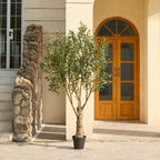 Artificial Olive Tree with Black Planter 5 6 7 8ft UV Resistant Faux Olive Plant Silk Leaves Mediterranean Indoor Outdoor Decor Living Room Office Bedroom Gift