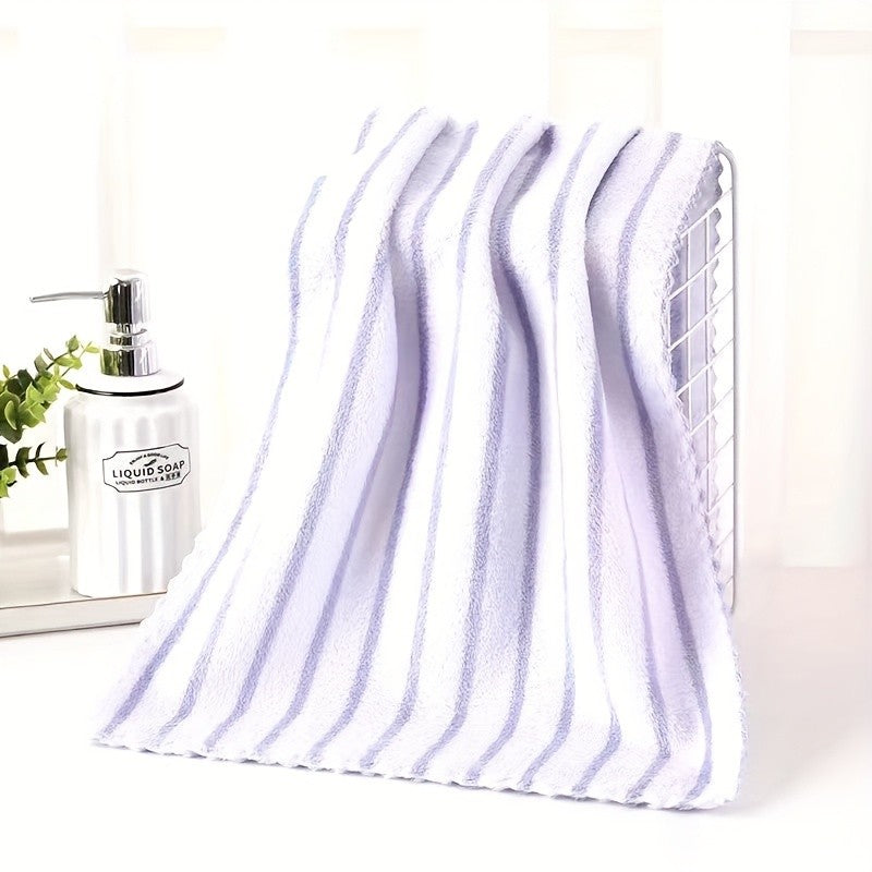 Color Coded Coral Fleece Towel Set 5 Pack – Ultra Soft Thickened Absorbent Bath Face Towels 5 Colors for Spa Sensitive Skin, Solid or Striped