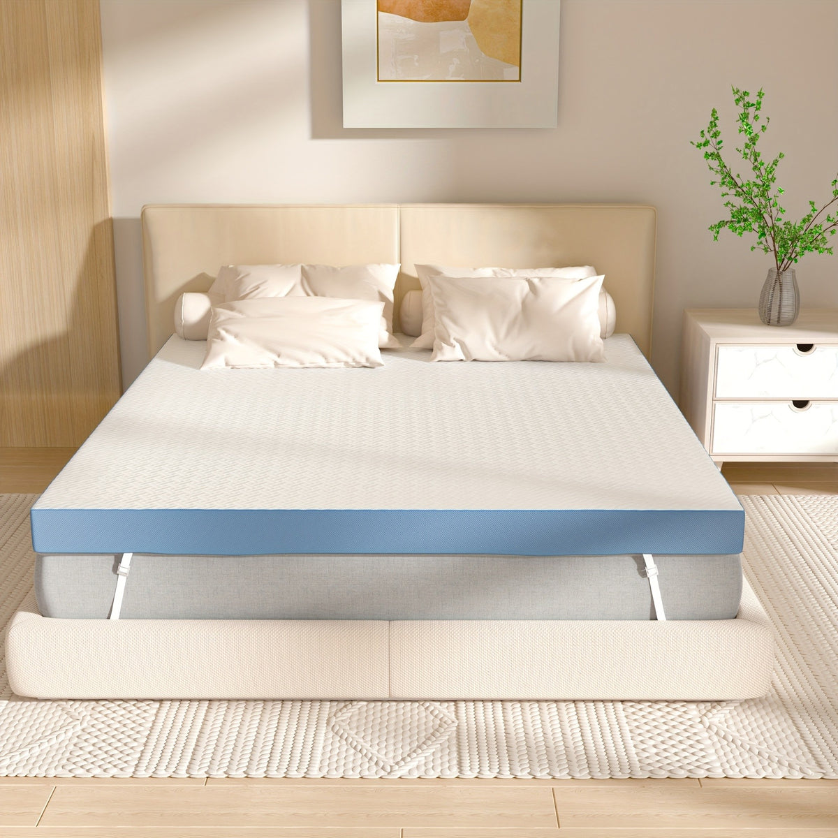 4 Inch Cooling Gel Memory Foam Mattress Topper with Removable Cover Twin Twin XL Full Queen Soft Breathable Bed Topper Pressure Relief
