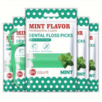 Mint Flavor Dental Floss Picks 300 600 Count Disposable PE Floss Sticks Upgraded Thinner Stronger Plaque Removal Travel Oral Care Fresh Breath