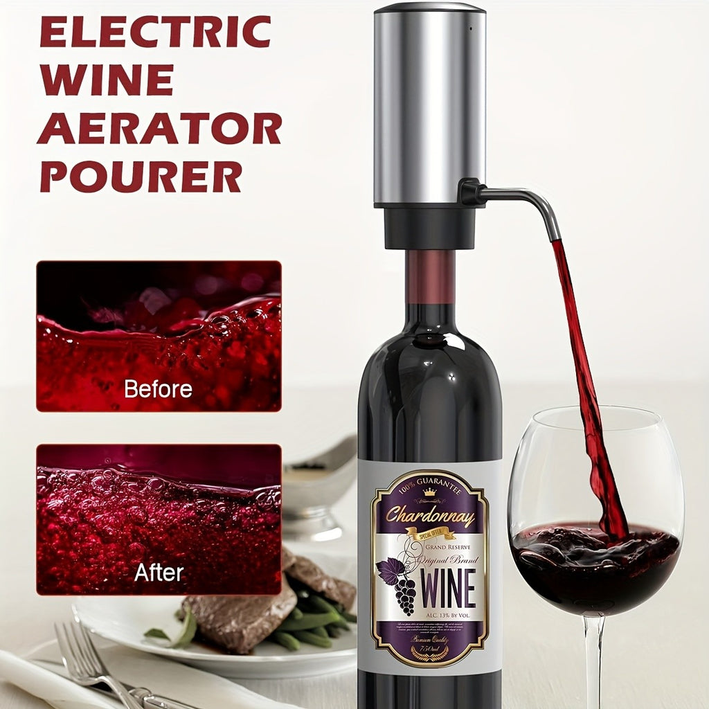 Electric Wine Opener Set 7-Piece Automatic Rechargeable Corkscrew with Wine Aerator Vacuum Stopper Foil Cutter USB Charging