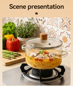 Borosilicate Glass Pots with Lids Set of 2 Stovetop Safe 78Oz & 54Oz Saucepan for Soup Ramen Milk Heat Resistant