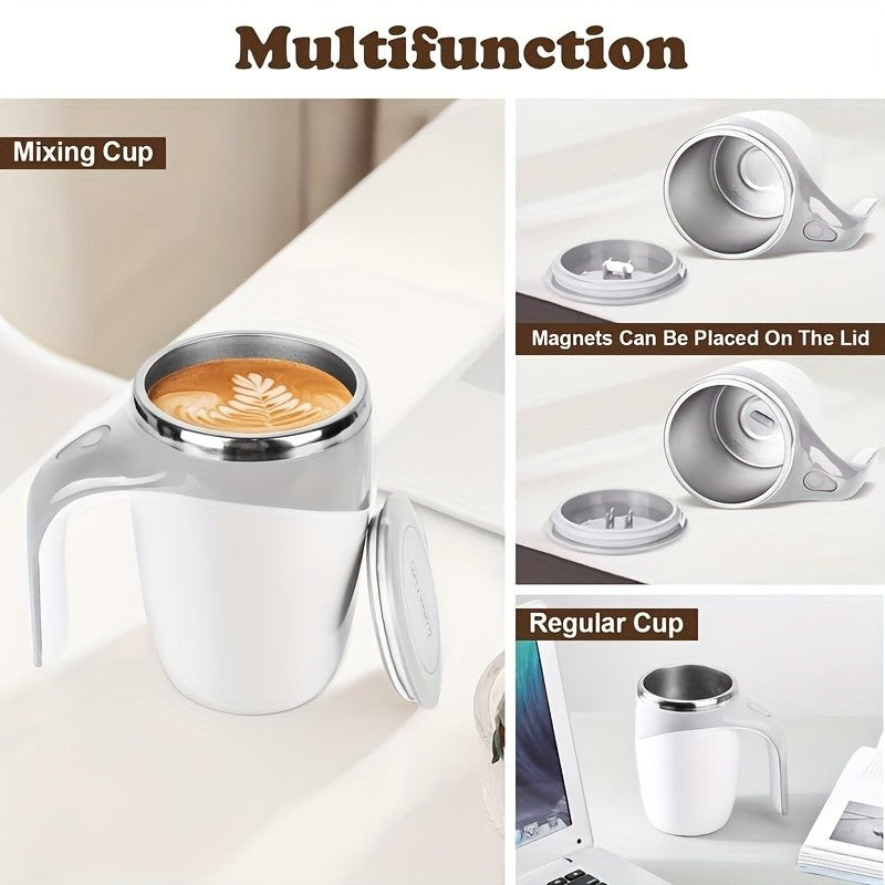 Self Stirring Coffee Cup 8.45oz Automatic - One Button Electric Mixing Mug with Lid, Reusable Travel Cup for Coffee, Milk & Protein Powder, Style A & B, Perfect Christmas Gift