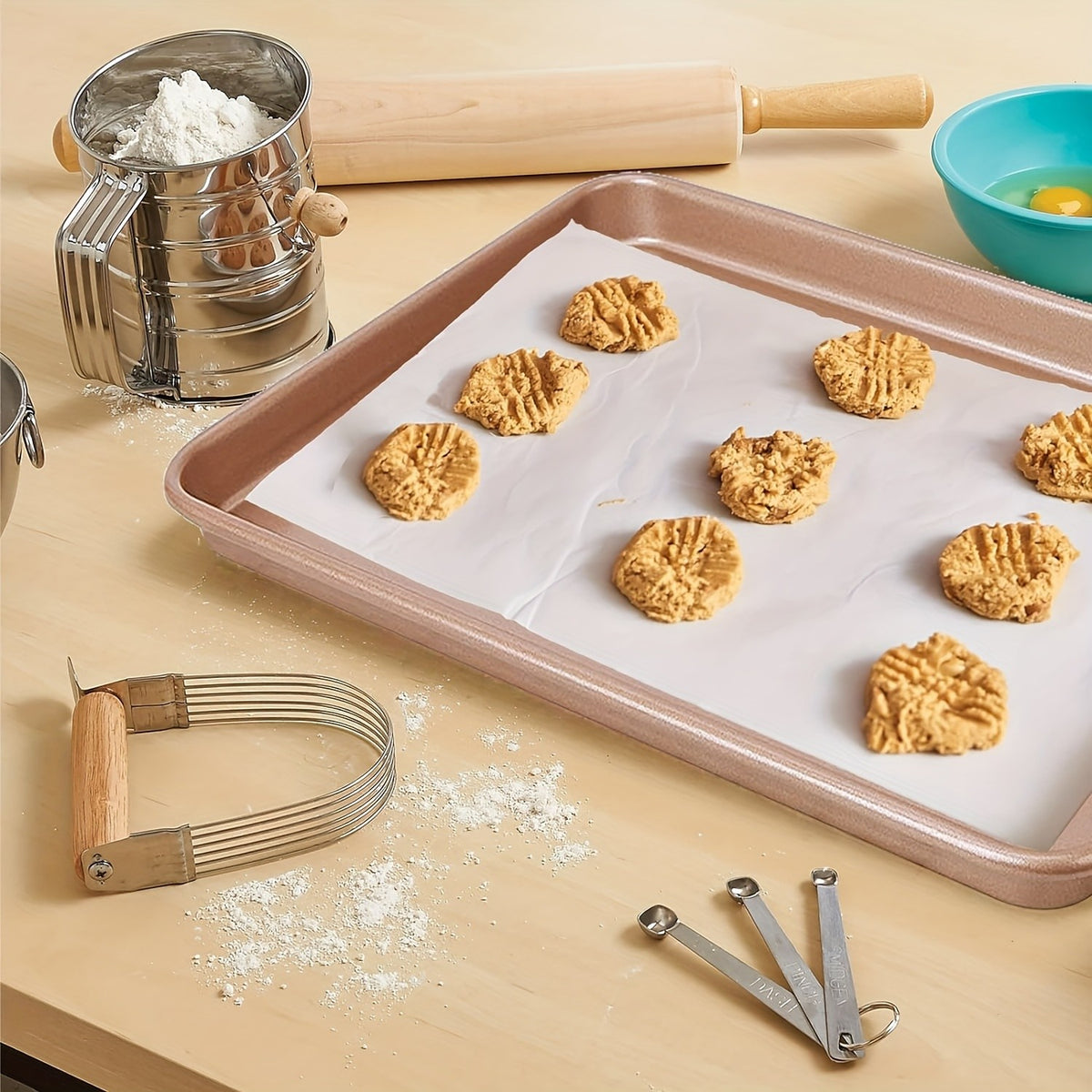 Nonstick Baking Tray Set of 3 - Round Cake Pans 9, 11 & 13 Inch, Gold Finish Oven Safe Baking Pans for Cakes, Bread & Pastries, Nested Set for Easy Storage