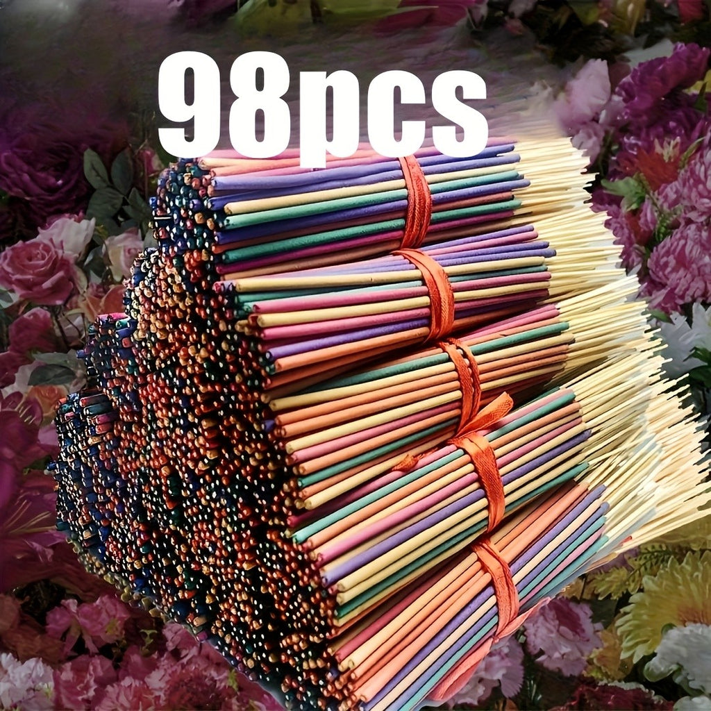 Incense Sticks Bulk Pack 98-170pcs Natural Fragrance Essential Oil Scented Incense for Home Yoga Meditation Camping Vacation Aromatherapy Room Freshener Multiple Scents Colors Gift Set Festive Decor