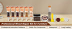 Wood Furniture Repair Kit 14 Piece Scratch Repair Filler Wood Putty Wax Touch Up Kit for Hardwood Floors Laminate Tables Doors Cabinets Walnut Colors Restore Cracks Holes