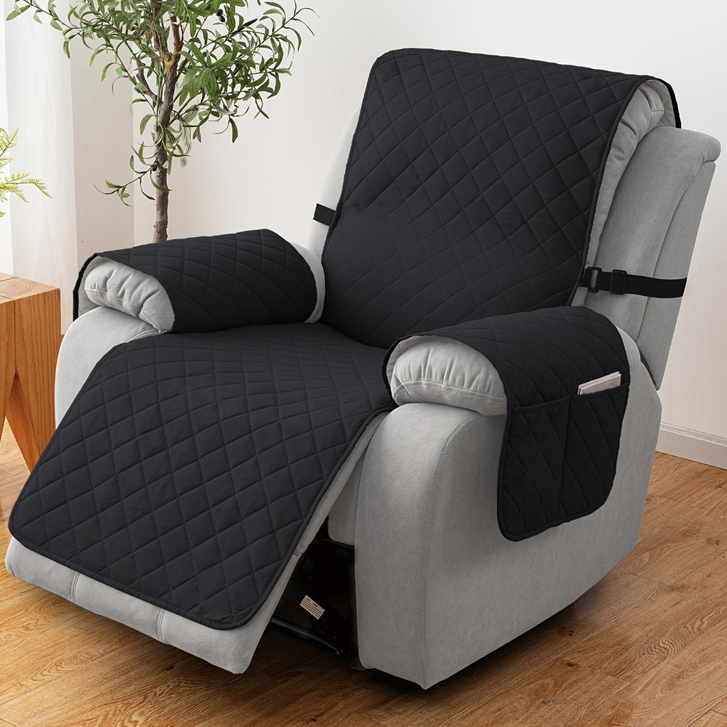 Chenille Knit Recliner Chair Cover 1pc – Non-Slip Sofa Slipcover with Elastic Straps & Drawstring for Large Recliners, Washable Pet Furniture Protector for Dogs Cats, Home Decor