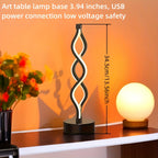 Spiral LED Table Lamp Dimmable 3-Color Modern Minimalist Bedside Lamp - Creative Wave Design Desk Lamp with Metal Base & USB Charging, Small Night Lamp for Bedroom, Living Room, Office & Study