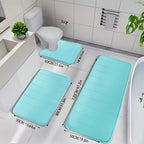 Plush Memory Foam Bath Mat Set 3 Piece – Soft Non-Slip Fast Absorbent Machine Washable Thickened Bath Rug for Bathroom, Shower, Kitchen & Bedroom – 9 Colors