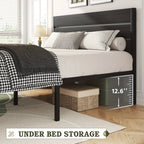 Metal Platform Bed Frame with Headboard & Footboard | 12.2" Under-Bed Storage, 800 lbs Capacity, Noise-Free, No Box Spring Needed – Queen & Full, Rustic Grey