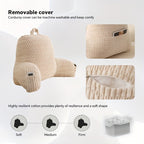 Shredded Memory Foam Reading Pillow with Arms & Pockets – Backrest Pillow for Bed & Couch Sitting Up, Removable Washable Cover, Multiple Colors & Sizes