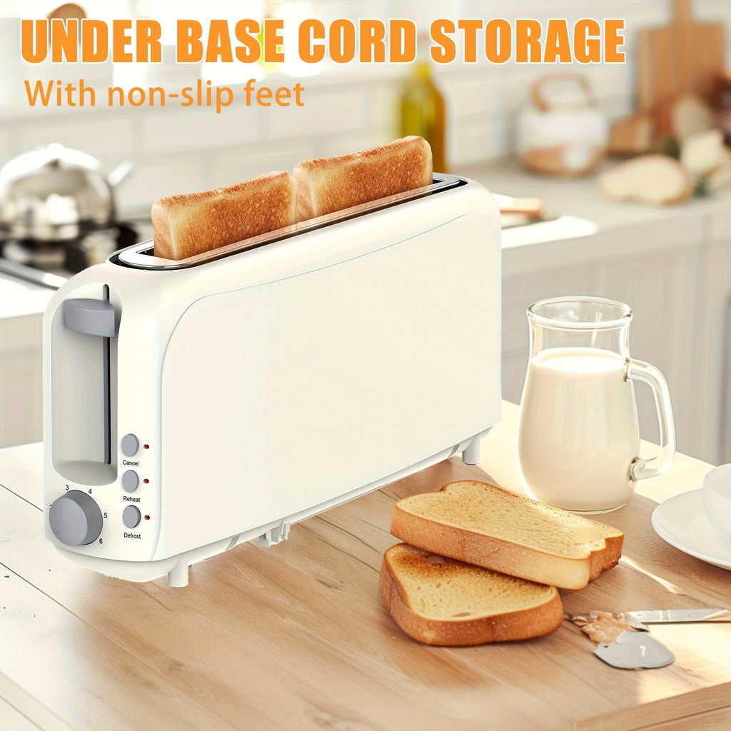 2-Slice Slim Toaster – 6 Shade Settings, Cancel Reheat & Defrost, 10" Long Slot, Auto Shut-Off, Removable Crumb Tray | 5 Colors