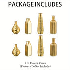 Gold Glass Vase Cylindrical Art Deco Style | Golden Electroplating Finish Flower Vase for Living Room Kitchen Bedroom, Table Centerpiece, Halloween Christmas Home Decor