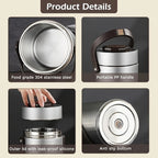 Insulated Lunch Box 3-Layer 304 Stainless Steel Vacuum Thermos Food Jar - 67oz Large Capacity Leakproof Bento Box Keeps Warm 6 Hours, Wide Mouth, for Office Work Travel Picnic Outdoor Meals