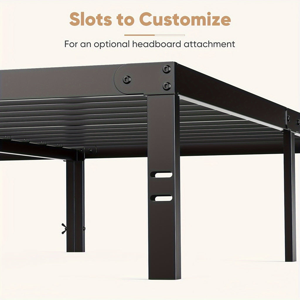 Metal Platform Bed Frame with Steel Slat Support | No Box Spring Needed | Under-Bed Storage | Easy Assembly | Noise-Free | Black | Twin Full Queen King