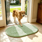 Chenille Oval Non-Slip Bathroom Mat Super Absorbent Soft Plush Floor Mat – Machine Washable, Anti-Slip Backing, 5 Colors 6 Sizes for Bathroom Kitchen Pet Use