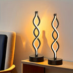 Spiral LED Table Lamp Dimmable 3-Color Modern Minimalist Bedside Lamp - Creative Wave Design Desk Lamp with Metal Base & USB Charging, Small Night Lamp for Bedroom, Living Room, Office & Study