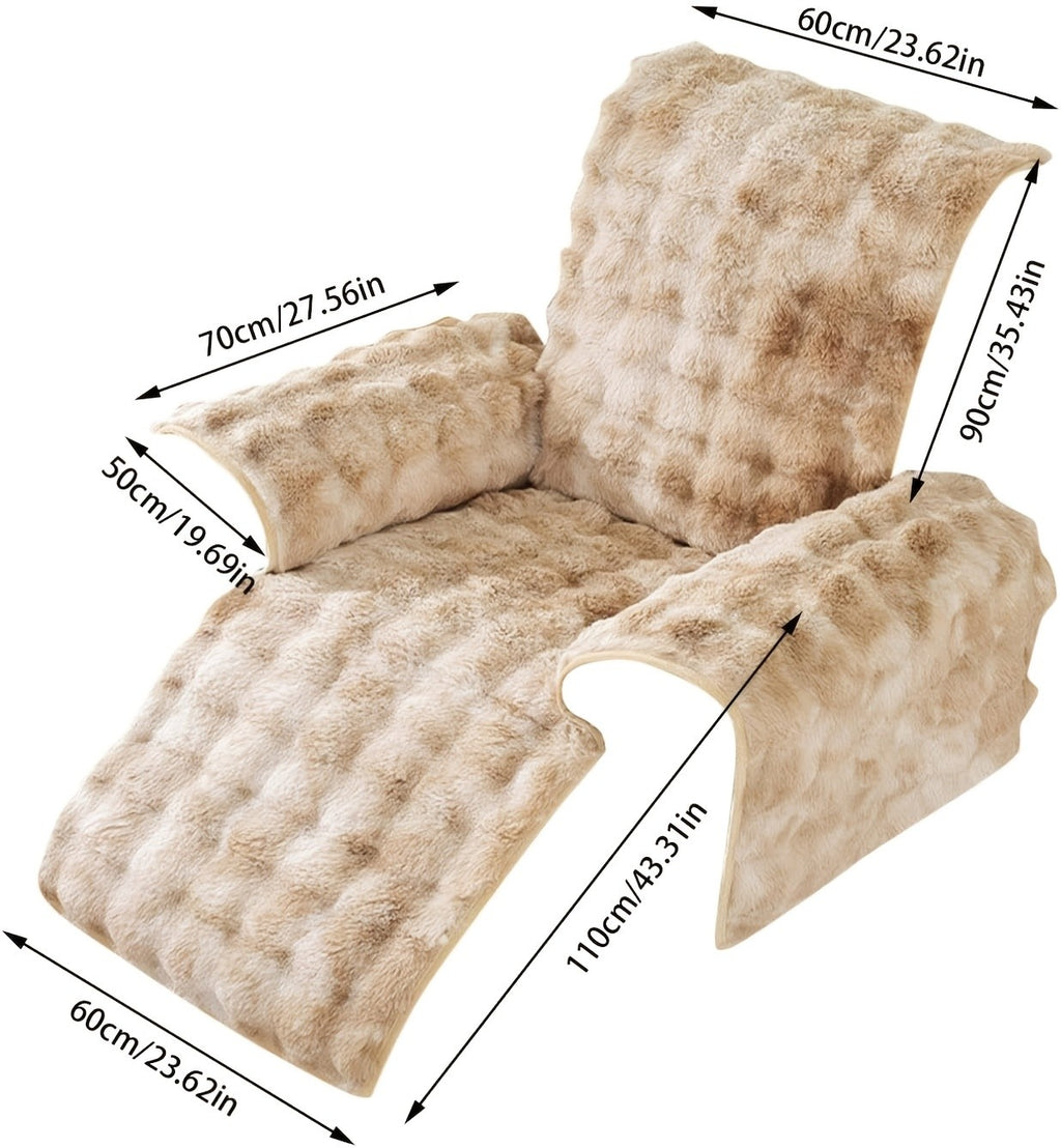 Plush Faux Rabbit Sofa Cover Set 4 Piece Thick Warm Non-Slip Machine Washable – Modern Pet-Friendly Couch Protector for Autumn & Winter – Gradient Colors