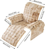 Plush Faux Rabbit Sofa Cover Set 4 Piece Thick Warm Non-Slip Machine Washable – Modern Pet-Friendly Couch Protector for Autumn & Winter – Gradient Colors